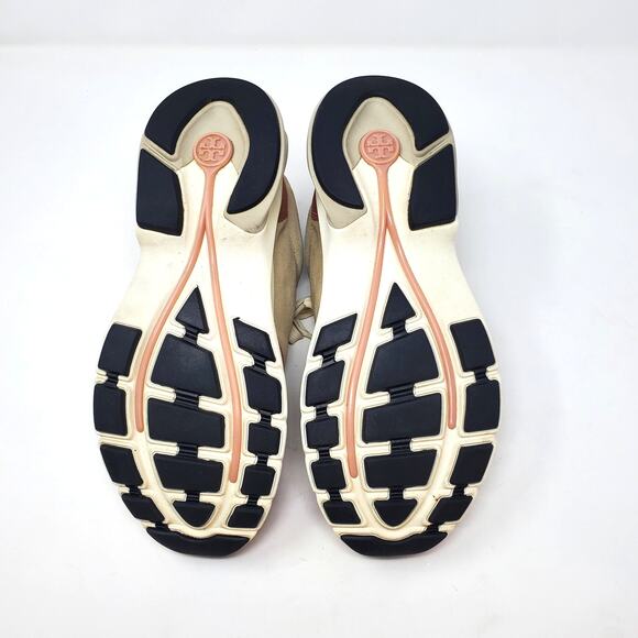 Tory Burch Good Luck Trainer Nat Suede Sneakers Navy Pink Moon 85463 Size 9.5 - Picture 7 of 9